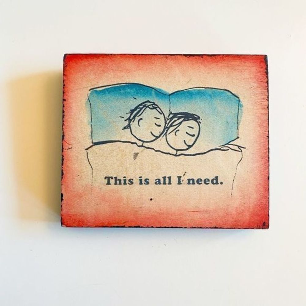 Silkscreened andhand painted Little Wood Plaque - Ready to hang